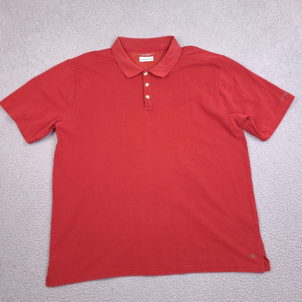 Columbia Polo Shirt Mens XL Red Omni-Shade‎ Sun Protection